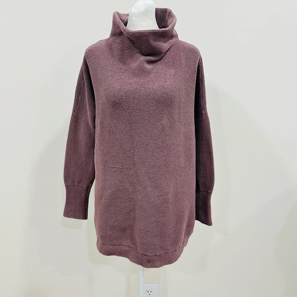 Free People Women’s knitted Nutmeg Ottoman Slouchy Tunic sweater Nutmeg Petite S